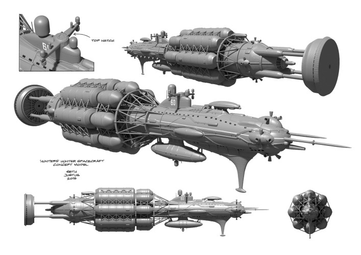 'Hunters' Escape Craft 3D Mockup - A Soviet-era submarine retrofitted as an Orion-Drive-propelled spacecraft. Based on preliminary work by Seth Horowitz.